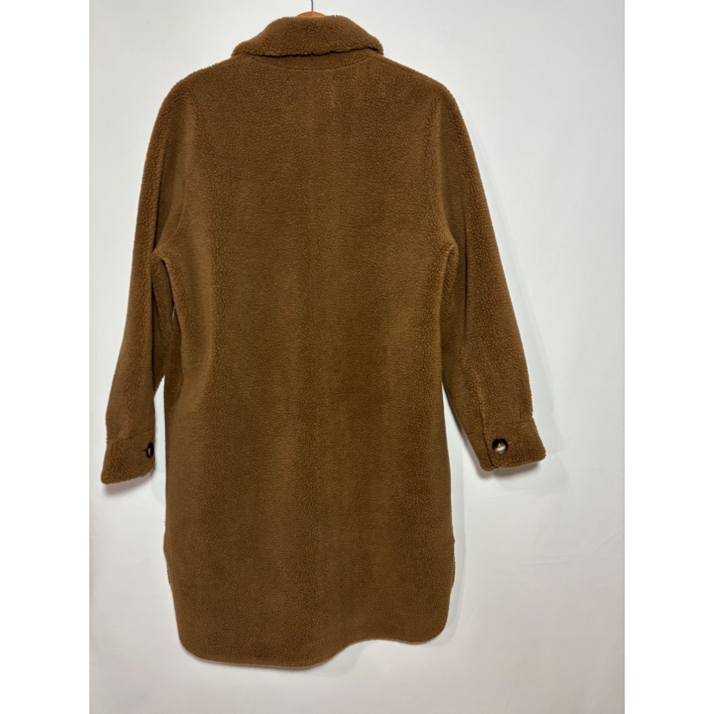 Rebecca Minkoff Shacket Womens L Brown Sherpa Long Teddy Coat Faux Suede Lining - Picture 4 of 11